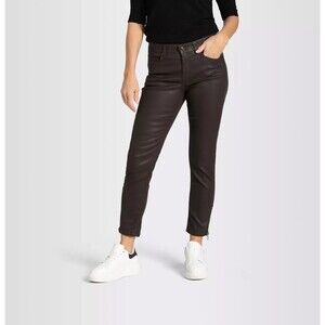 MAC RICH Brown Rich Slim Fit Mid Rise Waxed Coated Jeans Zip Ankle SIZE 36